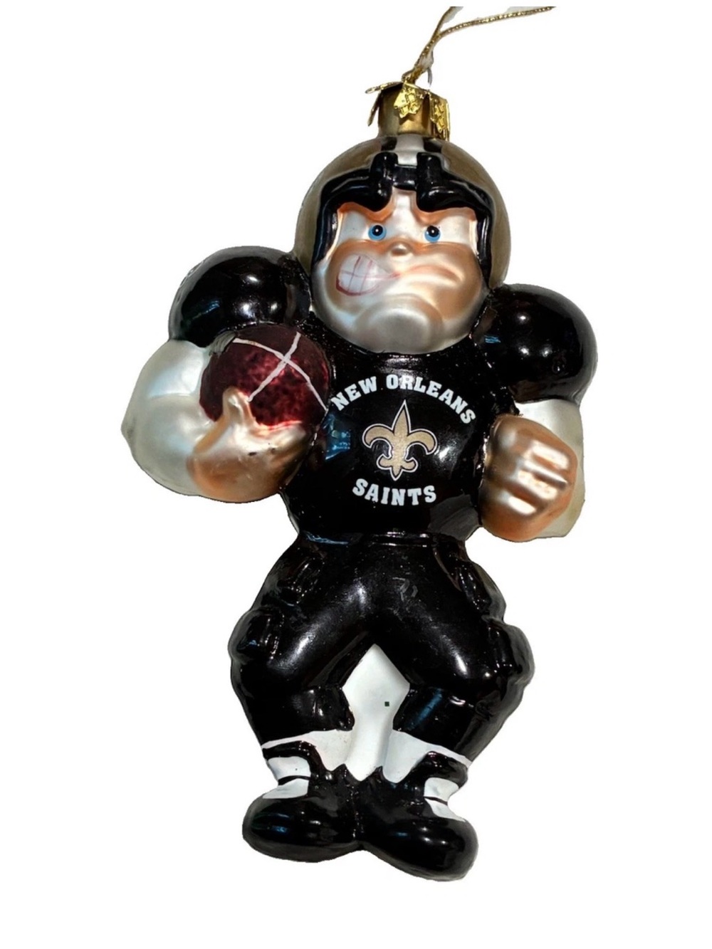 New Orleans Saints NIB Handcrafted  Football Player Holiday Ornament Dillard’s
